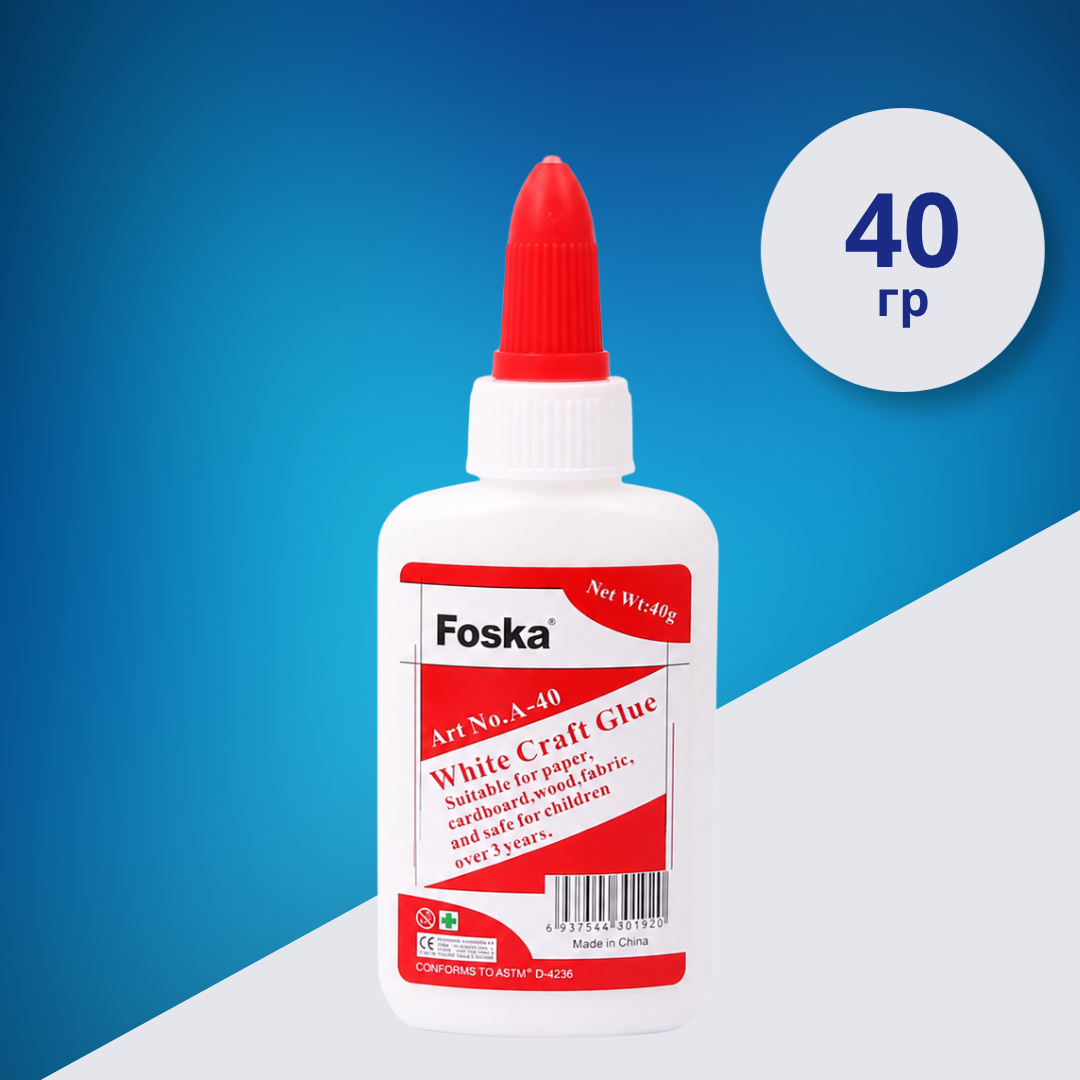 Клей ПВА Foska 40 гр, плоский флакон