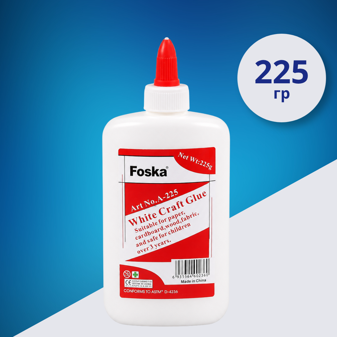 Клей ПВА Foska 225 гр, плоский флакон