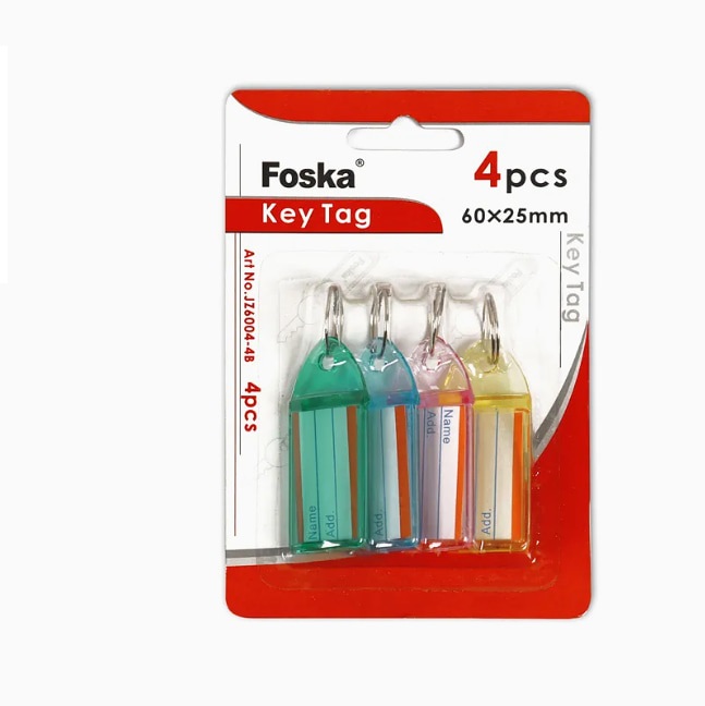 Брелоки для ключей 4 шт. Foska, жёсткий полипропилен, в полупрозрачных цветах